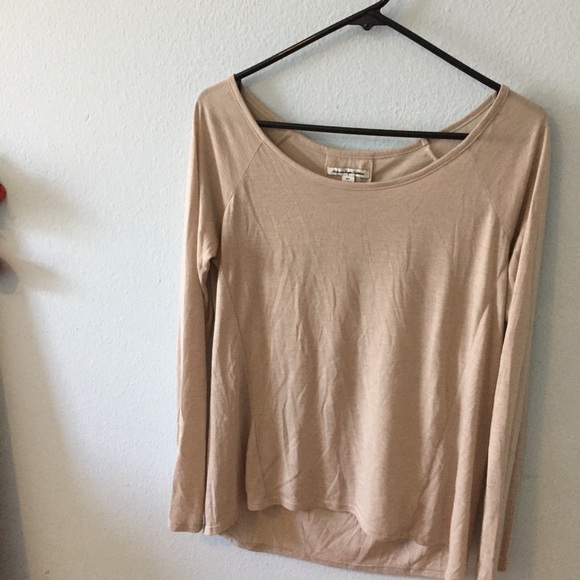 American Eagle Outfitters Tops - AEO Beige Scoop Neck Long Sleeve